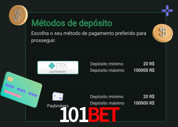 O cassino 101bet oferece uma grande variedade de métodos de pagamento